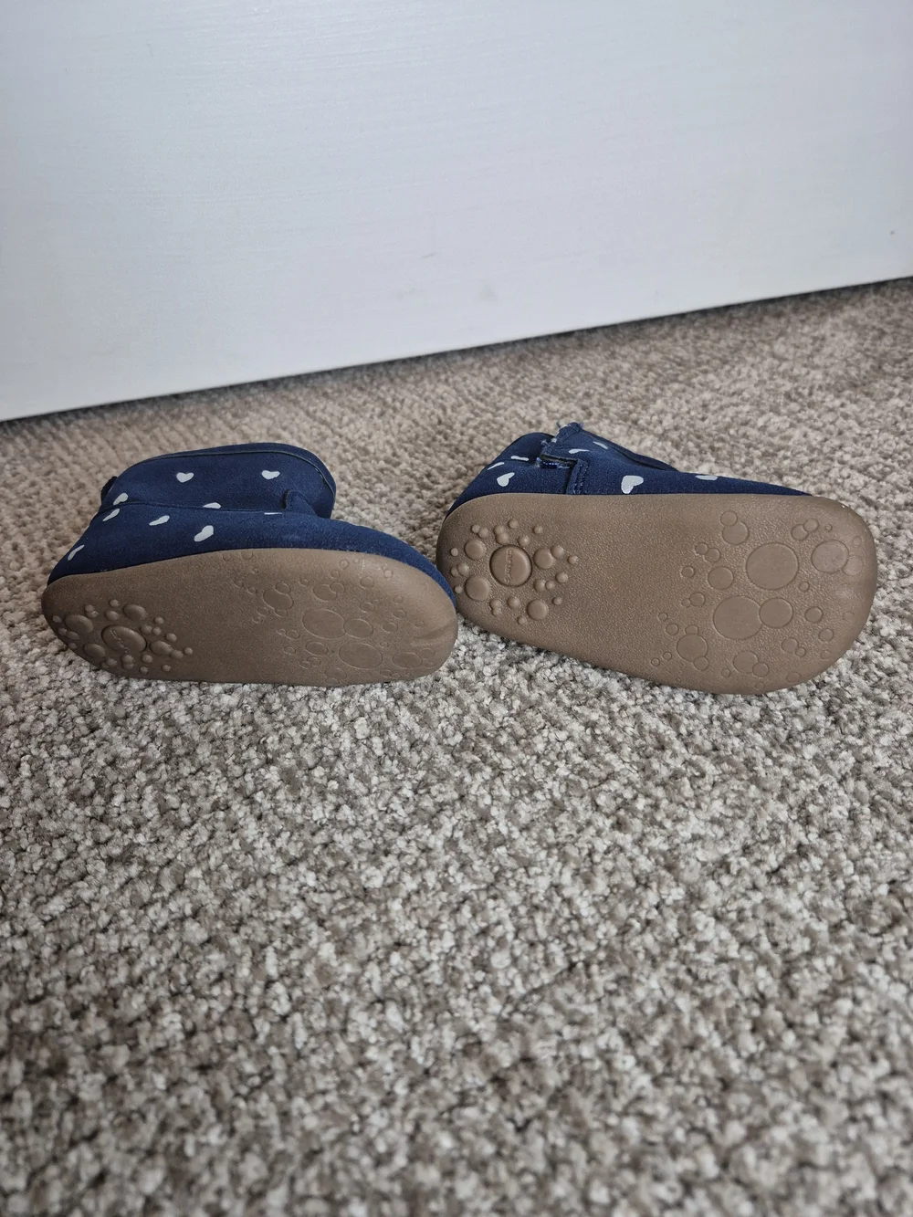 Carter's Navy Blue Booties with White Heart Print